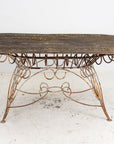 White Iron and Wood Topped Garden Dining Table, France 1930s