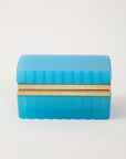 French Opaline Turquoise Scalloped Box, 1890s