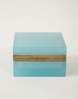 Antique French Robin's Egg Blue Opaline Square Box with Fancy Mounts, 1900