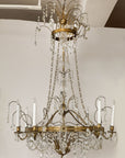 Eight Armed Crystal and Brass Chandelier, Early 20th C.