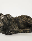 Reconstituted Black Stone Dog Garden Ornament, England 20th Century