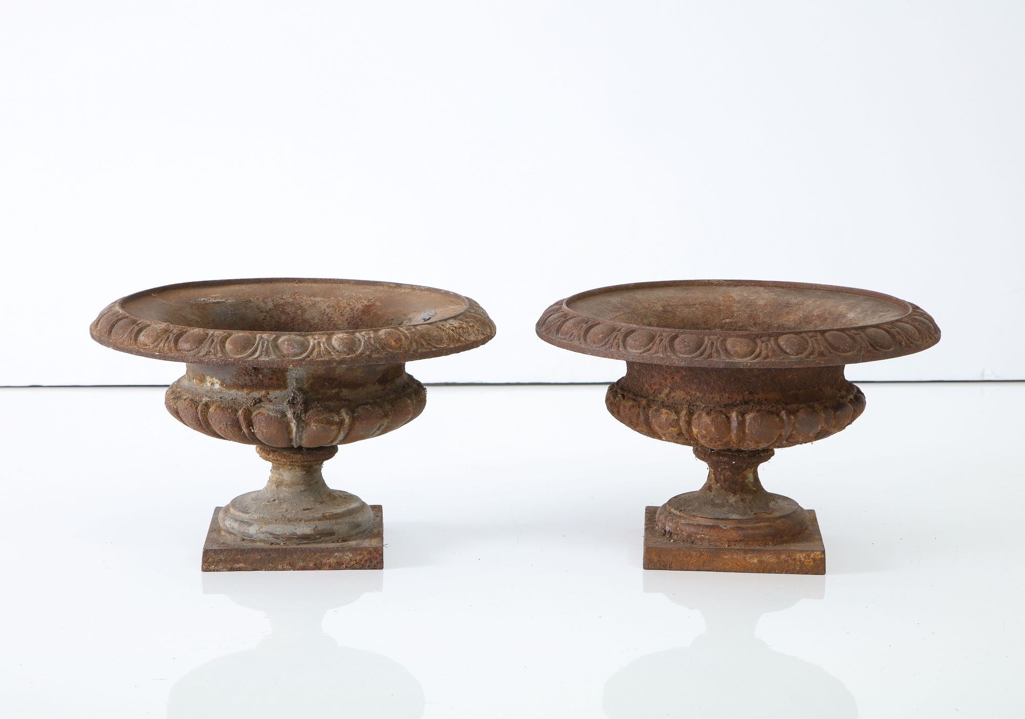 Pair Cast Iron Pie Crust Urns