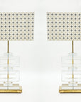 Pair Modern Murano Clear Glass Lamps