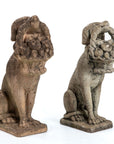 Matched Pair of Composite Stone Dogs with Fruit Baskets, England Mid 20th C.