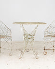 Victorian Style White Wirework Pair of Chairs and Cafe Table, France 1960