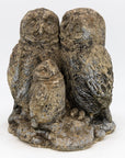 Concrete Owl Family Garden Ornament, French 20th Century