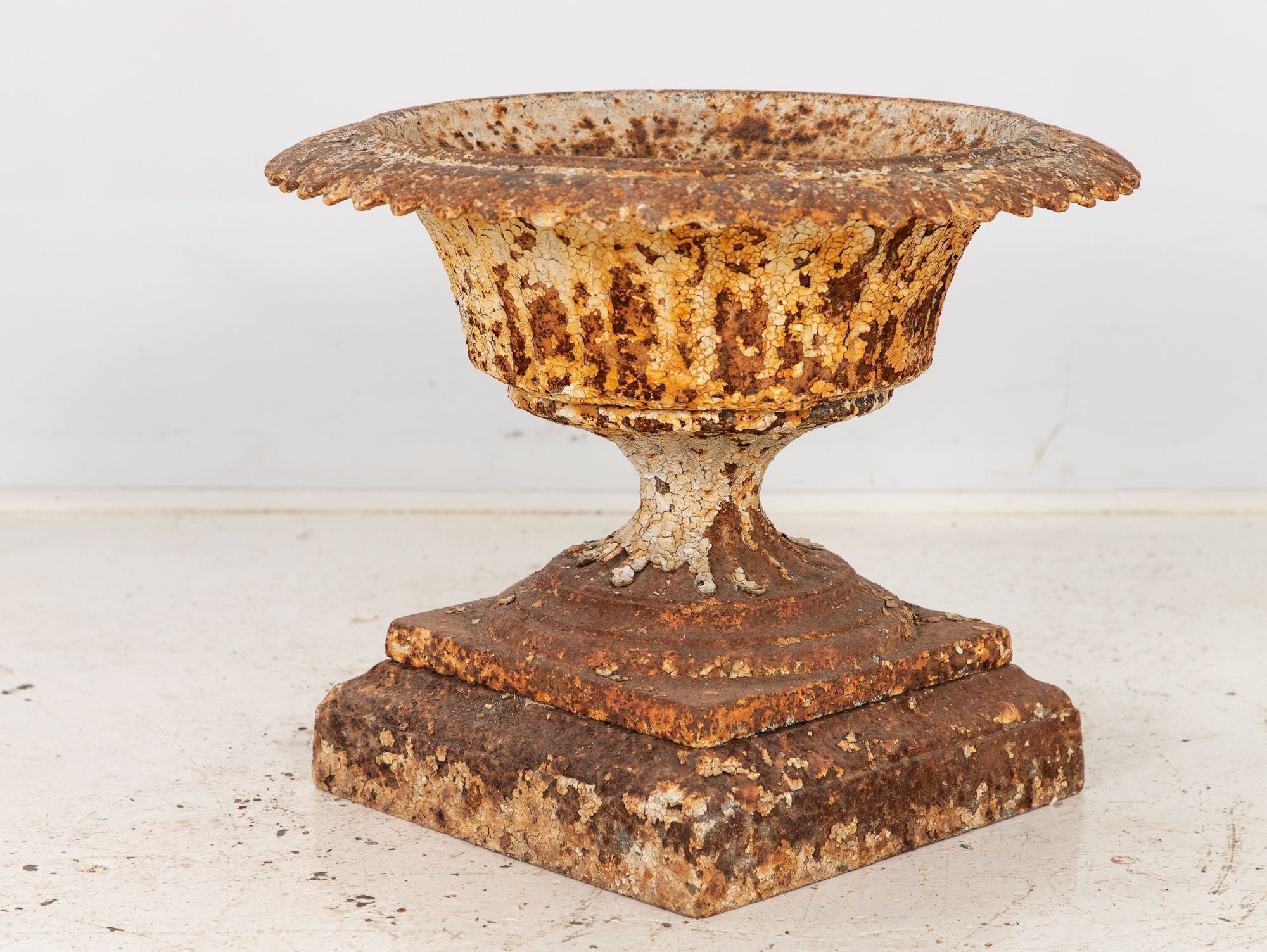 Antique Cast Iron Urn English Classically Styled Planter, Victorian 19th Century