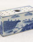 Chinoiserie Blue and White Flower Brick, England Early 20th C.