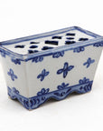 Dutch Delft Style Blue & White Ceramic Flower Brick, France Early 20th C.