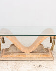 Tessellated Travertine Cocktail Table, France 1970s