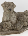 Vintage Reconstituted Stone Dog with Four Puppies, English Mid 20th C.