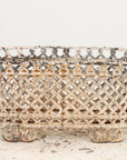 White Painted Cast Iron Latticework Basket, French early 20th C.