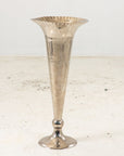 Silver Plate Footed Vase with Scalloped Lip, 2010s India