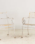 Pair White Painted Metal Garden Chairs, American mid 20th Century