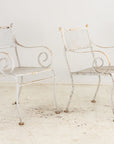Pair White Painted Metal Garden Chairs, American mid 20th Century