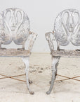 Pair White Painted Swan Back Aluminum Garden Armchairs, Sweden 1960s