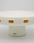 White & Gold Toggle Footed Serving Bowl or Platter, Handley Drive, Portugal 2016