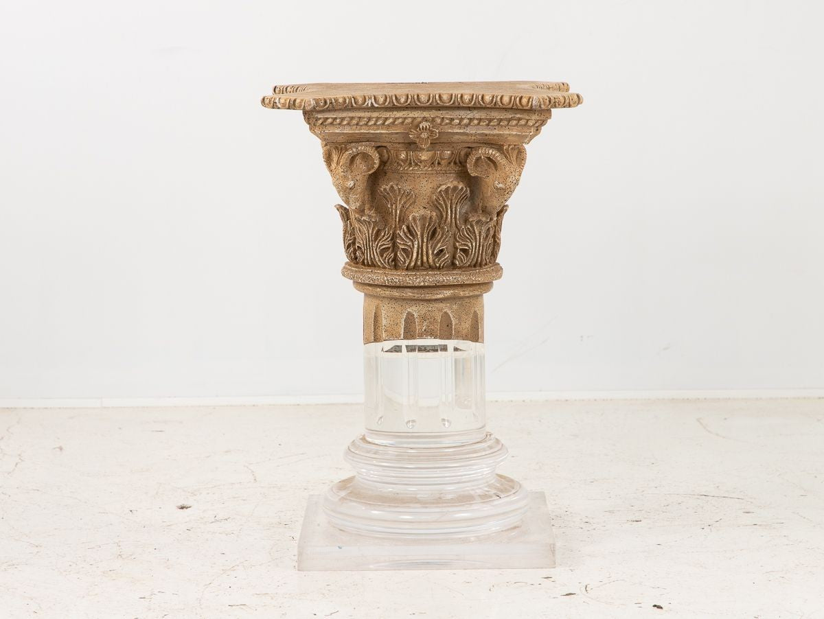 Lucite and Limestone Column or Pedestal