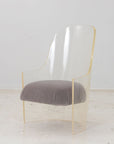 Lucite and Velvet Barrel Back Chair