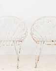 Pair of White Round Garden or Bistro Chairs, 1970s