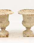 Pair of White Cast Iron Urns, French early 20th Century