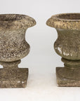Pair French Stone Neoclassical Urns, 20th century