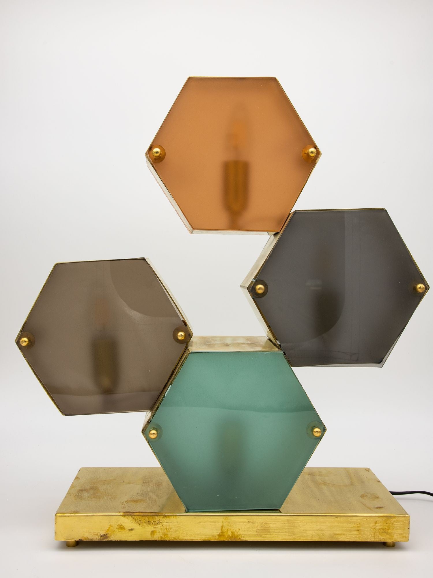 Pair Murano Geometric Multicolor Lamps