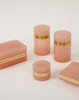 Antique French Pink Cylindrical Opaline Box, Early 20th C.