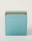 Antique French Robin's Egg Blue Opaline Square Box with Fancy Mounts, 1900