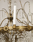 Eight Armed Crystal and Brass Chandelier, Early 20th C.