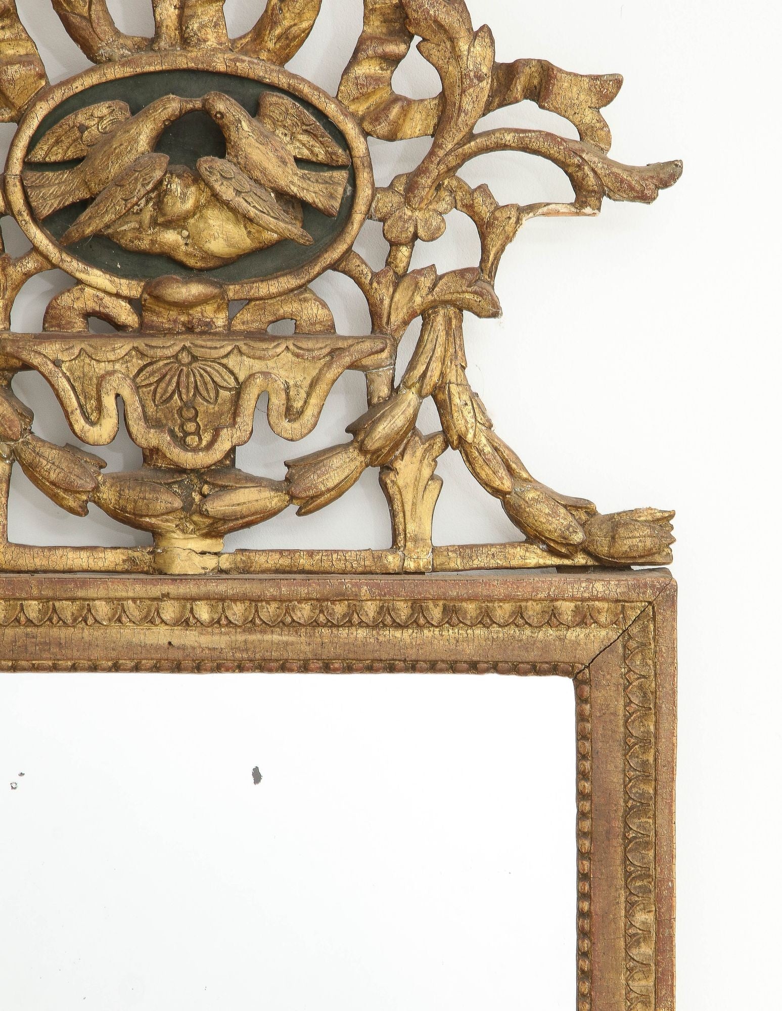 Mirror with lovebird crown