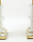 Pair Modern Murano Clear Glass Lamps