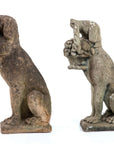 Matched Pair of Composite Stone Dogs with Fruit Baskets, England Mid 20th C.