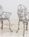 Pair White Painted Swan Back Aluminum Garden Armchairs, Sweden 1960s