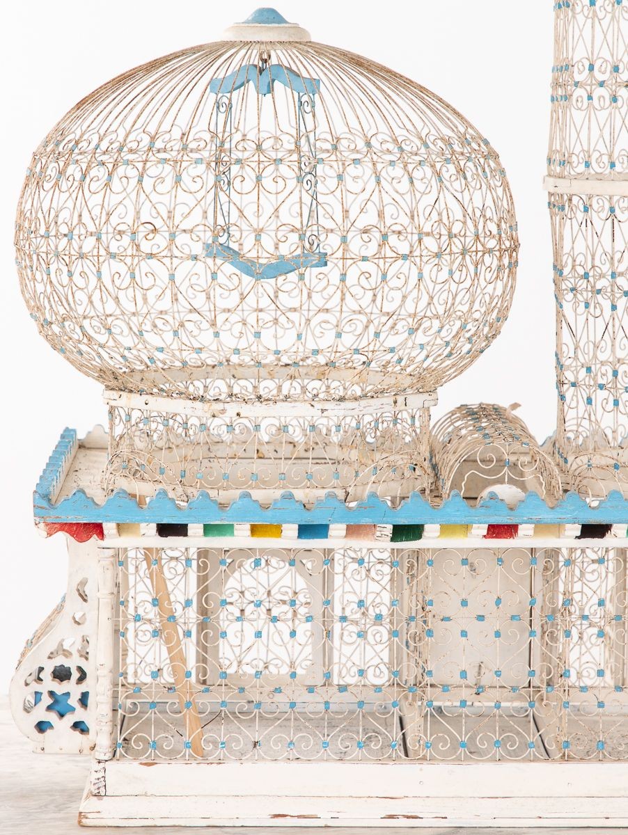 Polychrome Wire Birdcage, French 20th-Century