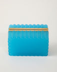 French Opaline Turquoise Scalloped Box, 1890s