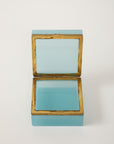 Antique French Robin's Egg Blue Opaline Square Box with Fancy Mounts, 1900
