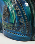 Ceramic Cat by Aldo Londi for Bitossi in 'Rimini blue' with incised decoration Italy. Circa 1960