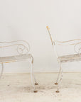 Pair White Painted Metal Garden Chairs, American mid 20th Century