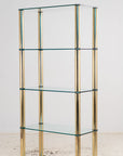 Polished Brass Etagere with Glass Shelves, USA 1970s