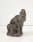 Stone Elephant Mother and Baby Fountain Garden Ornament, French Mid 20th C.