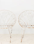 Pair of White Round Garden or Bistro Chairs, 1970s