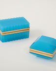 French Opaline Turquoise Scalloped Box, 1890s