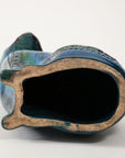 Ceramic Cat by Aldo Londi for Bitossi in 'Rimini blue' with incised decoration Italy. Circa 1960