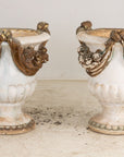 Pair Composite Terracotta Rococo Italian Urns, Mid 20th C.