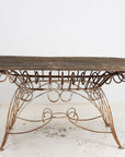 White Iron and Wood Topped Garden Dining Table, France 1930s