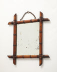 Small Faux Bamboo Carved Frame Mirror, England 1940s