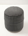 Art Deco Round Textured Ottoman with Metal Base, French 1920s