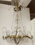 Eight Armed Crystal and Brass Chandelier, Early 20th C.