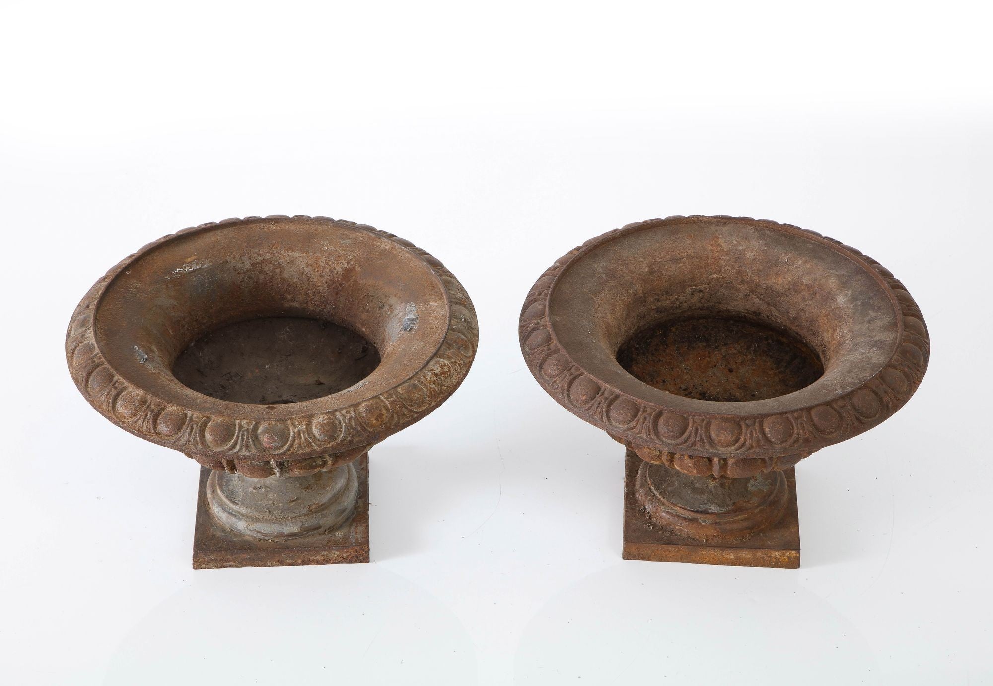 Pair Cast Iron Pie Crust Urns